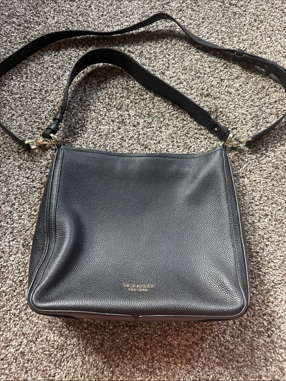 kate spade Black Pebbled Leather Shoulder Bag with Gold Hardware